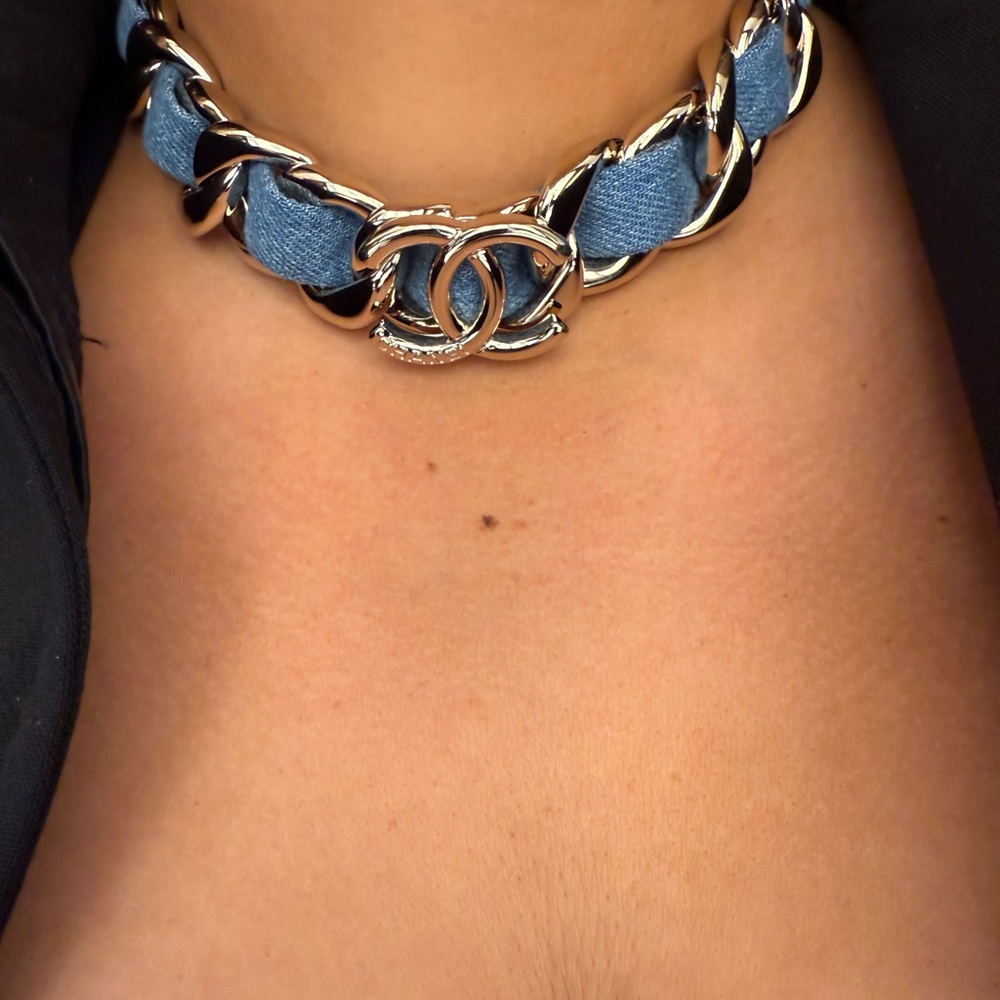 Gold and Blue Chain Necklace